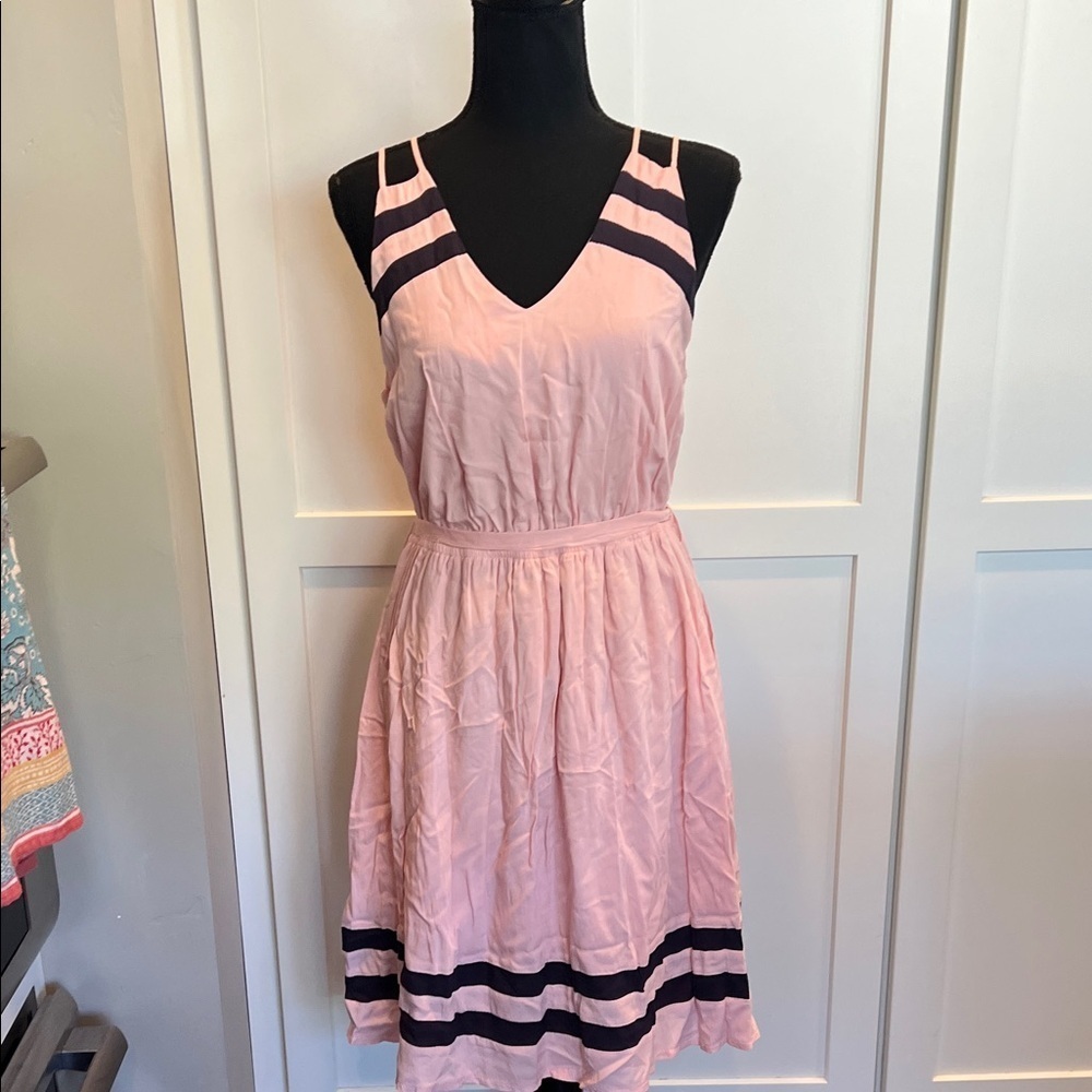 Ya Los Angeles Pink Dress with Navy Accents L